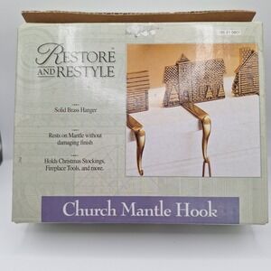 Vintage 1997 Church Mantle Hook Solid Brass Hanger Holds Christmas Stockings
